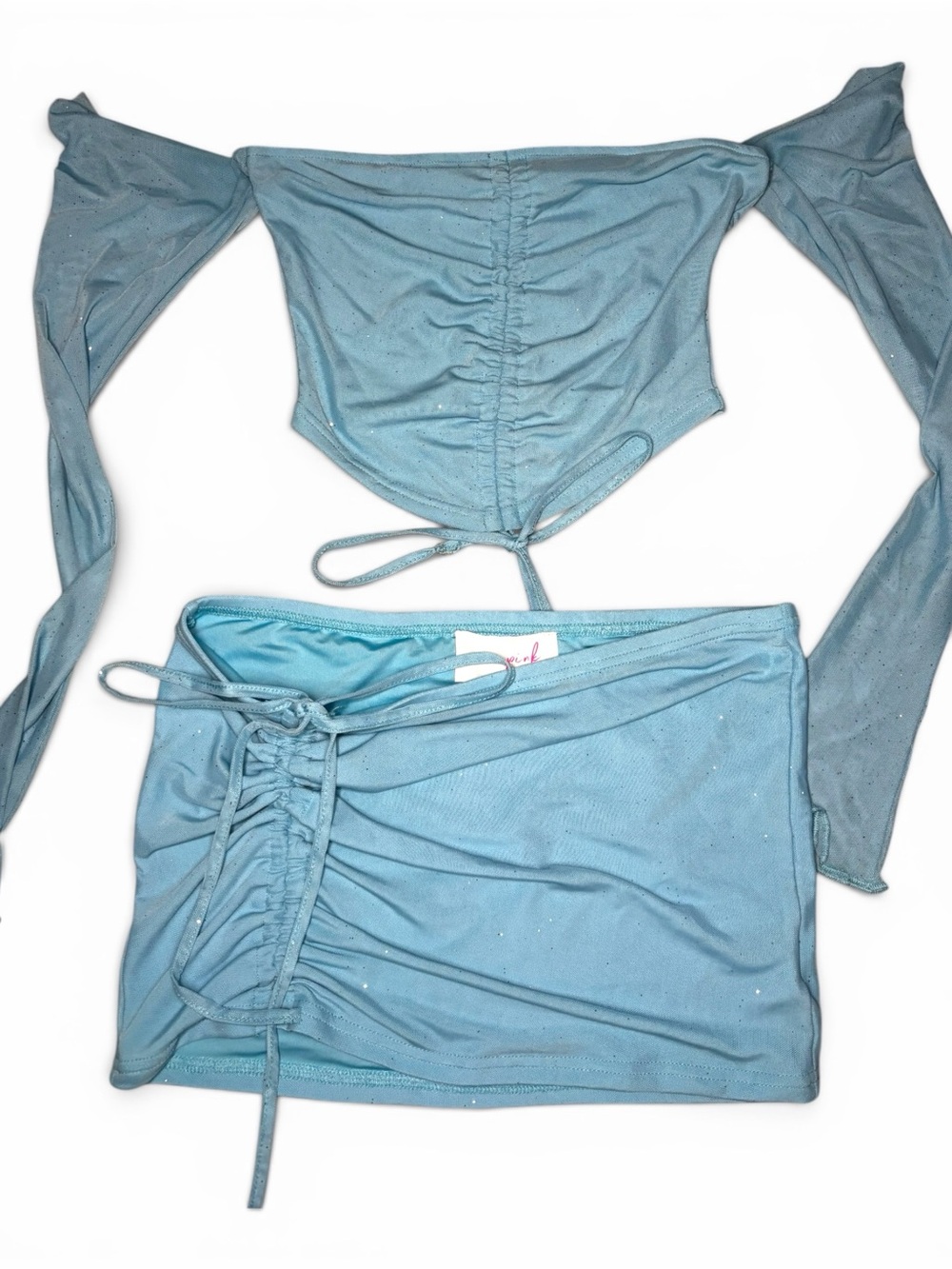Sky Blue Two-Piece Off-Shoulder Mini Set